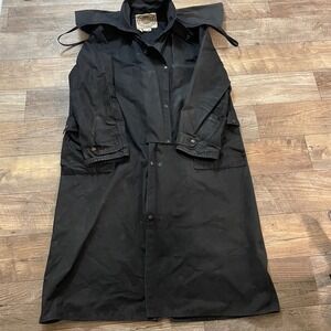 Driza-Bone Overlander Black Oilskin Long Duster Coat Made in Australia‎ Sz L 6